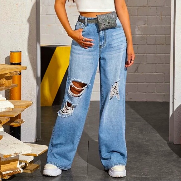 💜bleach washed style ripped jeans💫 - Picture 1 of 9